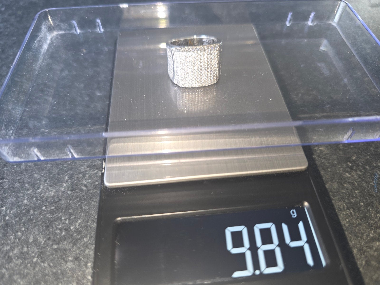 Zilveren ring met Moissanite, maat 8, Sieraden, Tassen en Uiterlijk, Gebruikt, Ophalen of Verzenden, 17 tot 18, Met edelsteen