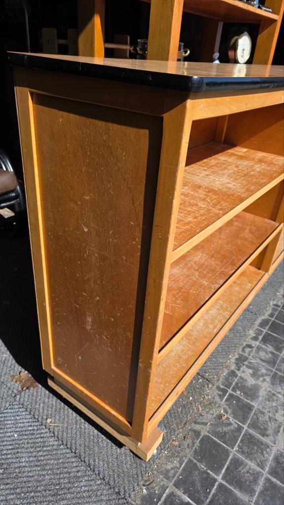 vintage Houten Boekenkast Schoolkast op Wieltjes, Ophalen, Huis en Inrichting