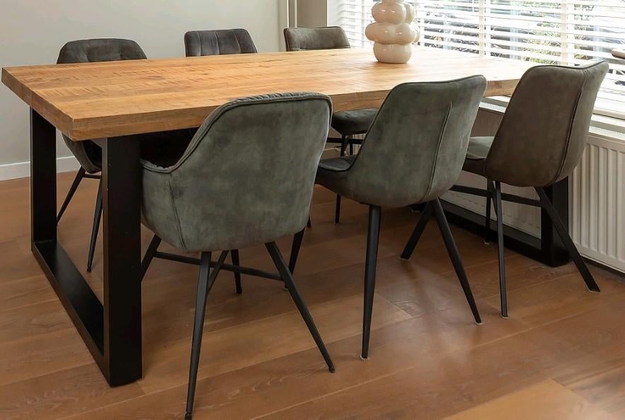 6 groene eetkamerstoelen - Loods 5, Ophalen, Modern, Comfortabel, Overige kleuren, Zo goed als nieuw