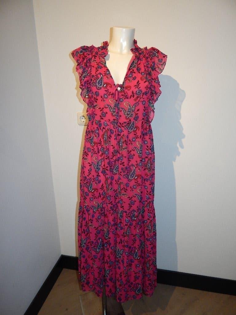 Claudie Pierlot prachtige roze jurk kleurrijke print ruche38