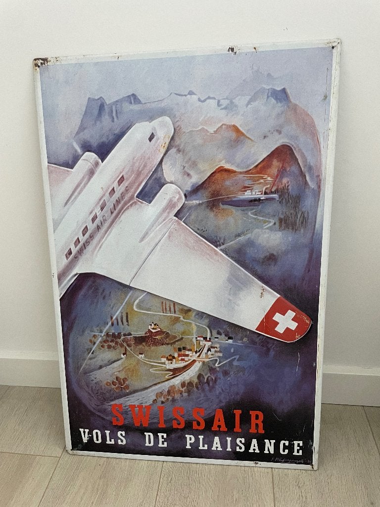 Oud reclamebord swiss air, Ophalen, Gebruikt, Reclamebord