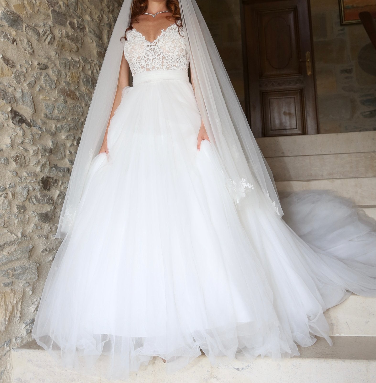 Pronovias Prinses Trouwjurk Maat 36 Vloerlengte, Ophalen, Zo goed als nieuw, Wit, Trouwjurk