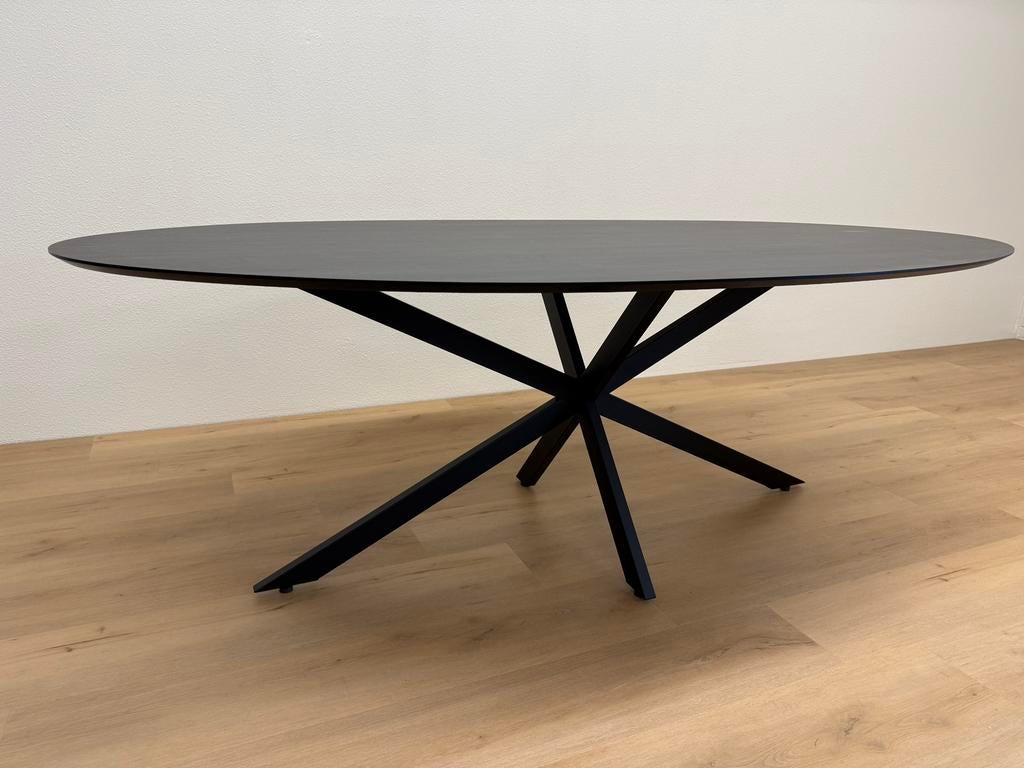 Ovale eettafel HPL Eiken 220x120 - Direct Leverbaar, 100 tot 150 cm, 200 cm of meer, Ophalen of Verzenden, Zo goed als nieuw