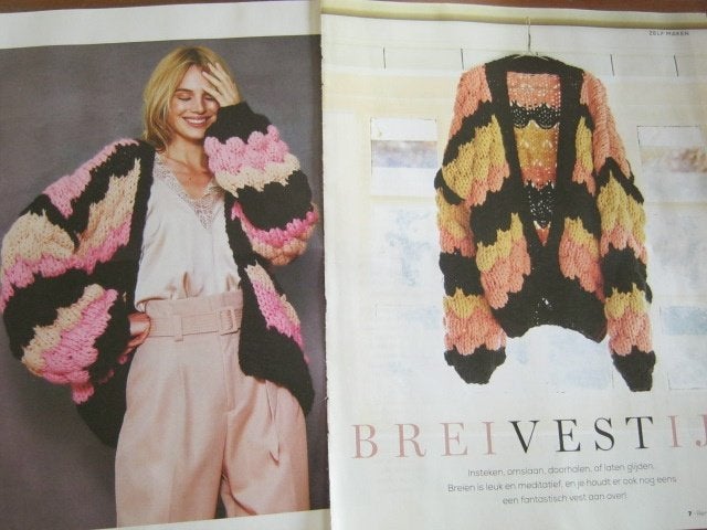 Breipatroon  Vest met driedubbele draad  oversized nr 9999, Verzenden, Nieuw, Breien, Patroon of Boek
