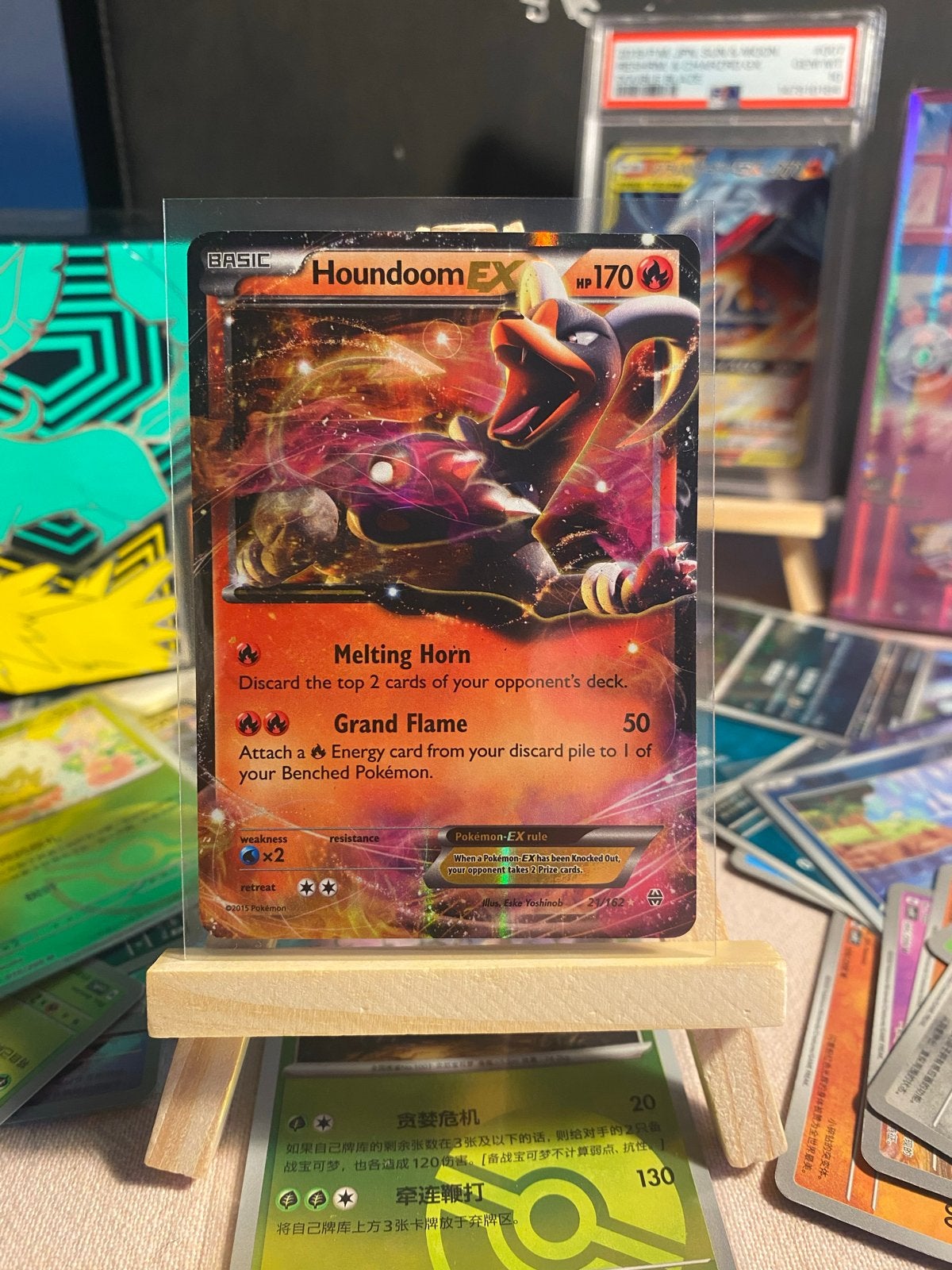 Pokémon Kaart Houndoom EX (XY17) - Zeldzaam, Ophalen of Verzenden, Zo goed als nieuw, Losse kaart
