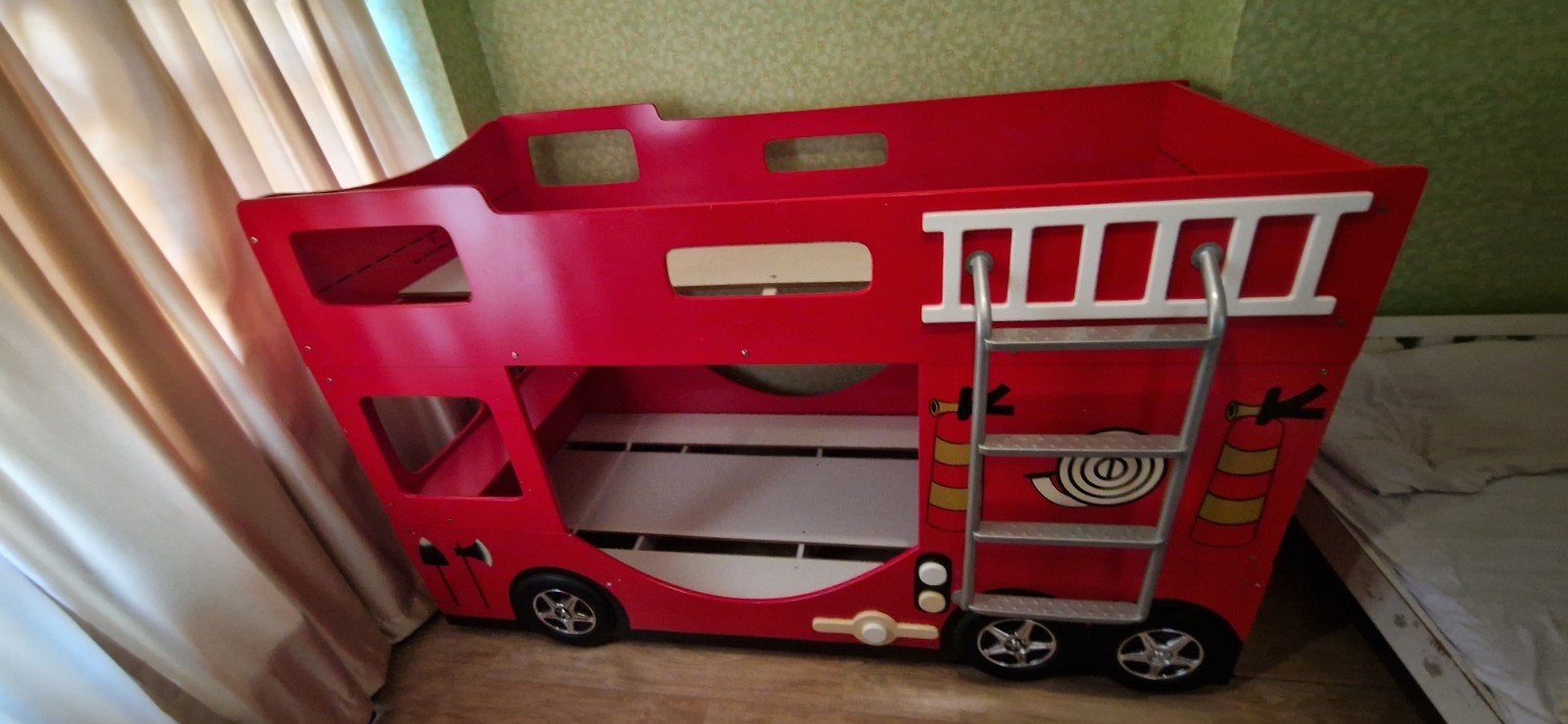 Brandweer stappelbed, Ophalen, 90 cm, Eenpersoons, Wit