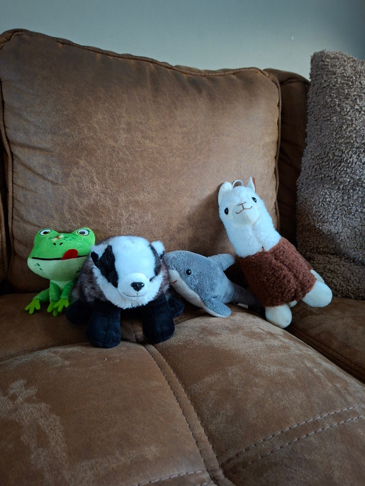 Leuke knuffels: lama, das, kikker en haai, Overige merken, Overige karakters, Overige typen, Ophalen of Verzenden