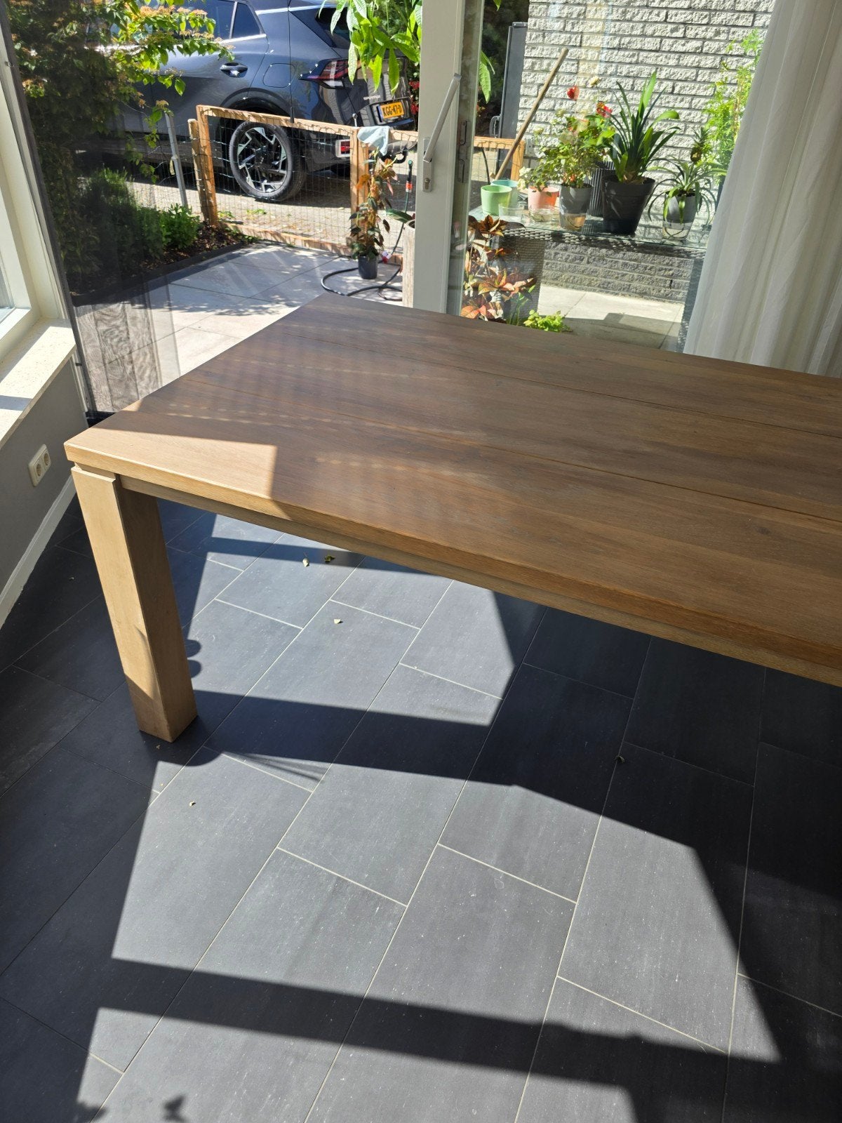 Zo goed als nieuwe eiken eettafel 240x100 cm, Eikenhout, 200 cm of meer, Zo goed als nieuw, Vijf personen of meer