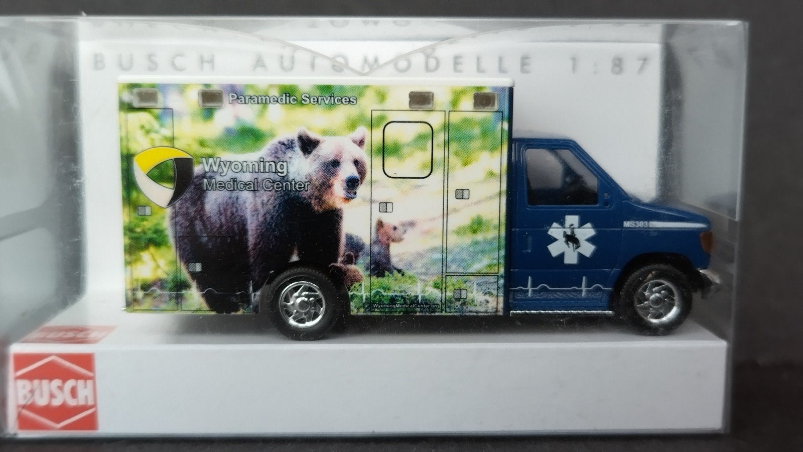 Ford E350 Ambulance Bear 1:87 Busch Pol, Overige merken, Verzenden, Nieuw, M