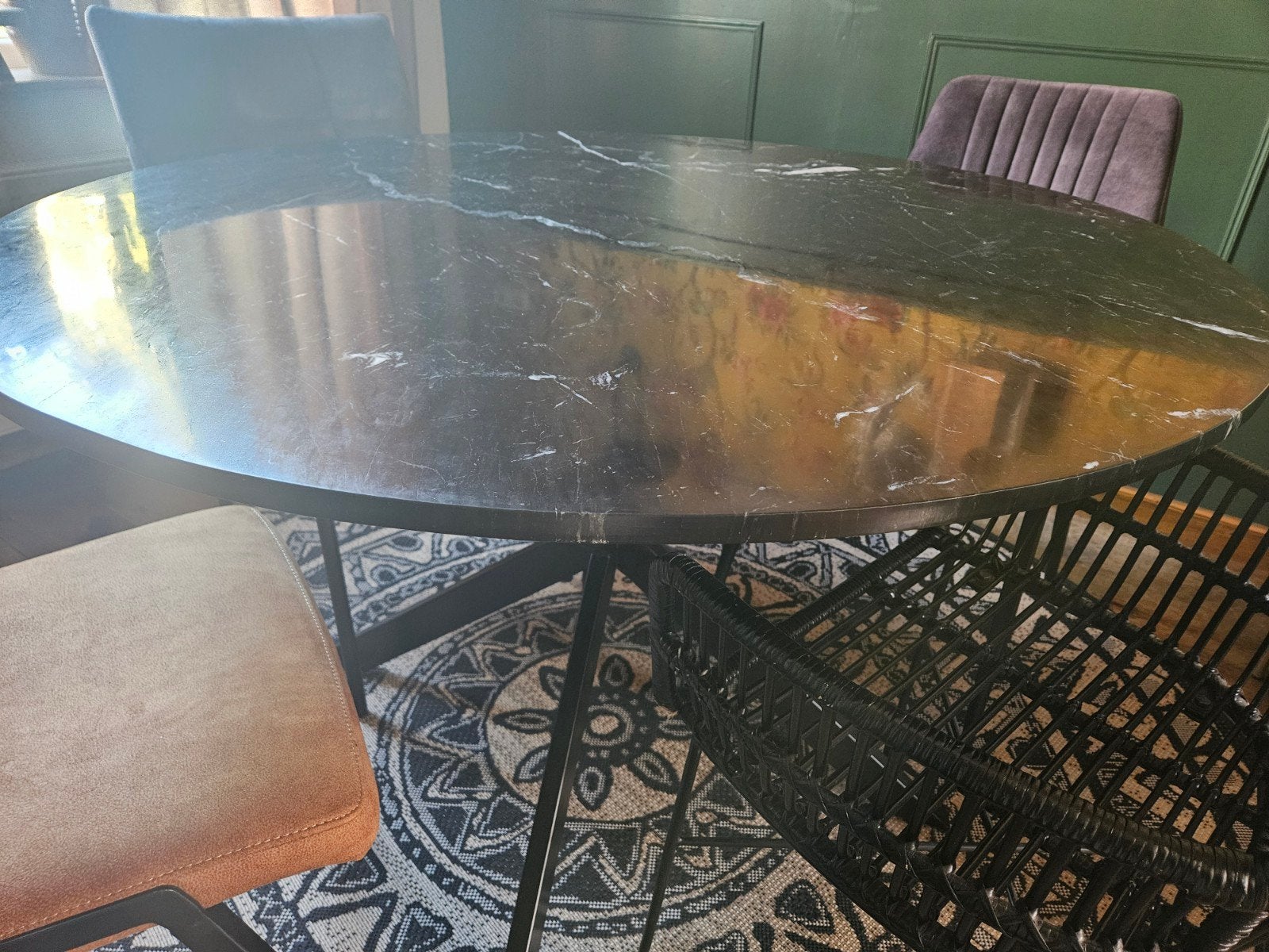 marmeren ronde eettafel, Huis en Inrichting, Ophalen, Rond, 100 tot 150 cm, 100 tot 150 cm