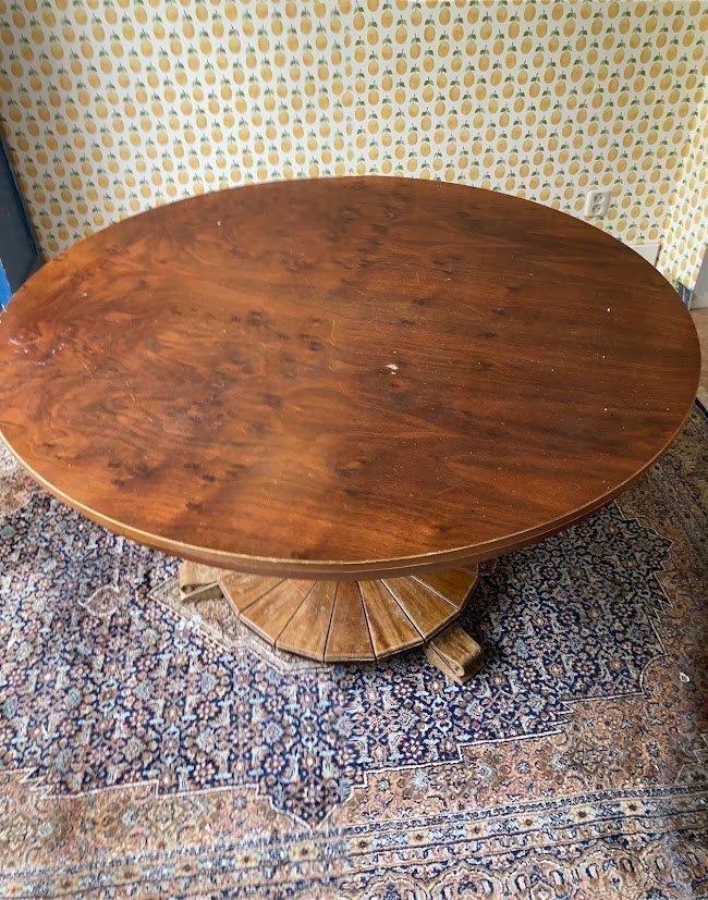 Antieke ronde (Biedermeier) eettafel, Ophalen