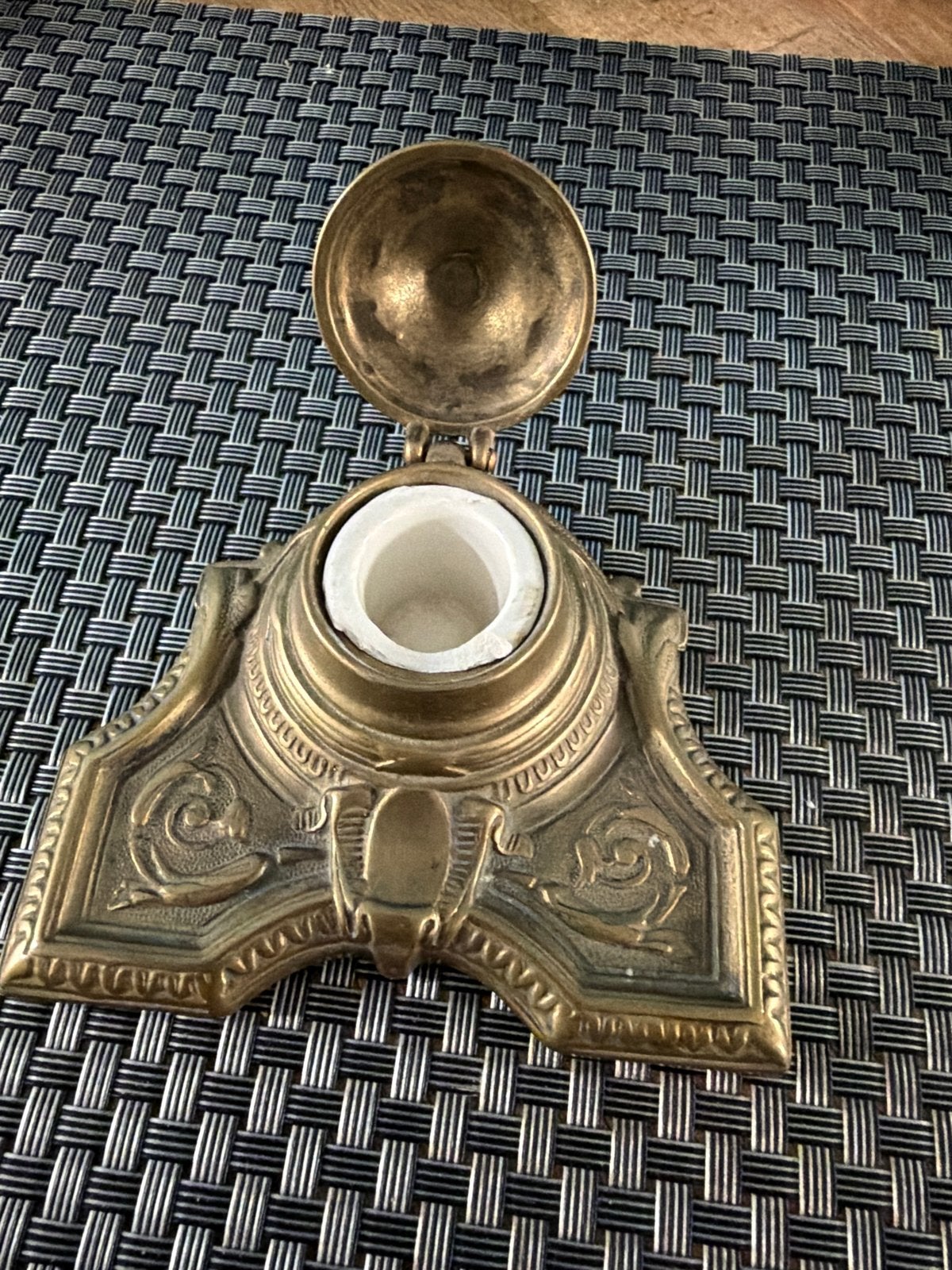 Antieke bronzen inktpot 1920, Ophalen of Verzenden