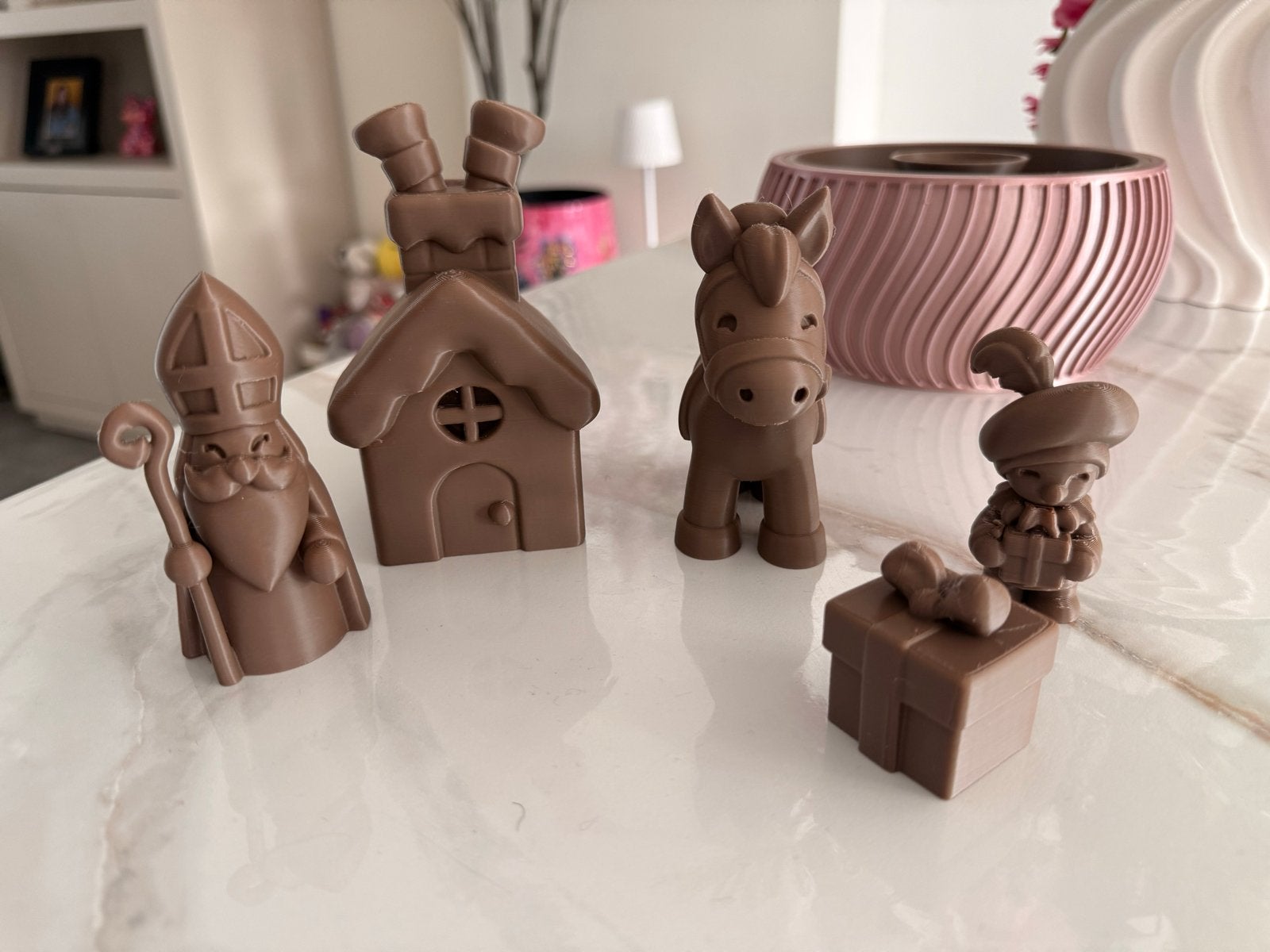 Sinterklaas set in de kleur choco bruin, Ophalen of Verzenden, Zo goed als nieuw