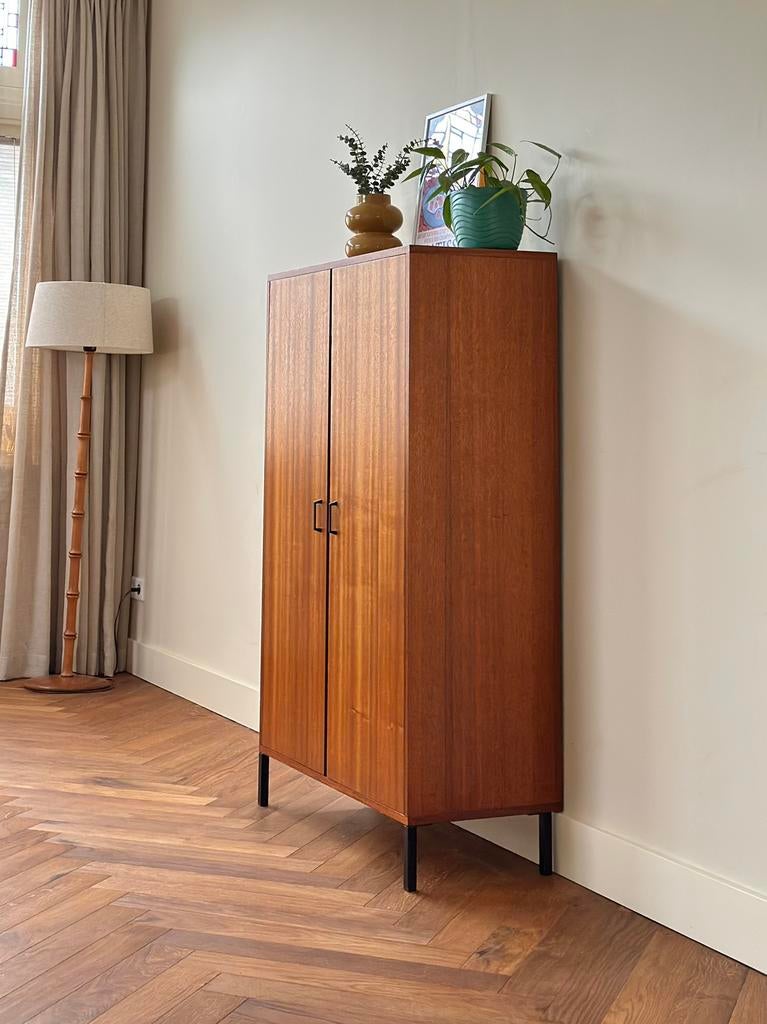 Vintage simpla lux legkast teak hout metaal jaren 50/60/70, Ophalen, Met plank(en), Gebruikt, Teakhout