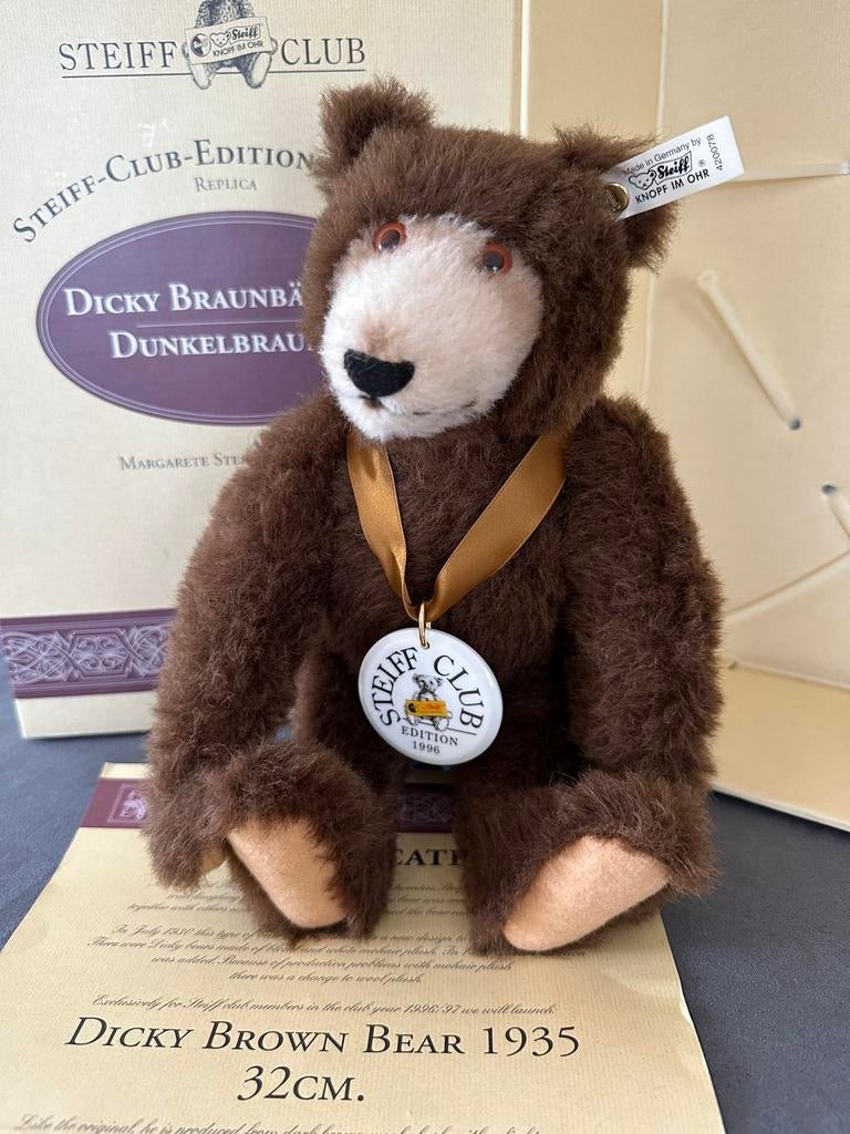 Steiff Teddy Beer Clubeditie 1996, Ophalen of Verzenden, Zo goed als nieuw, Stoffen beer, Steiff