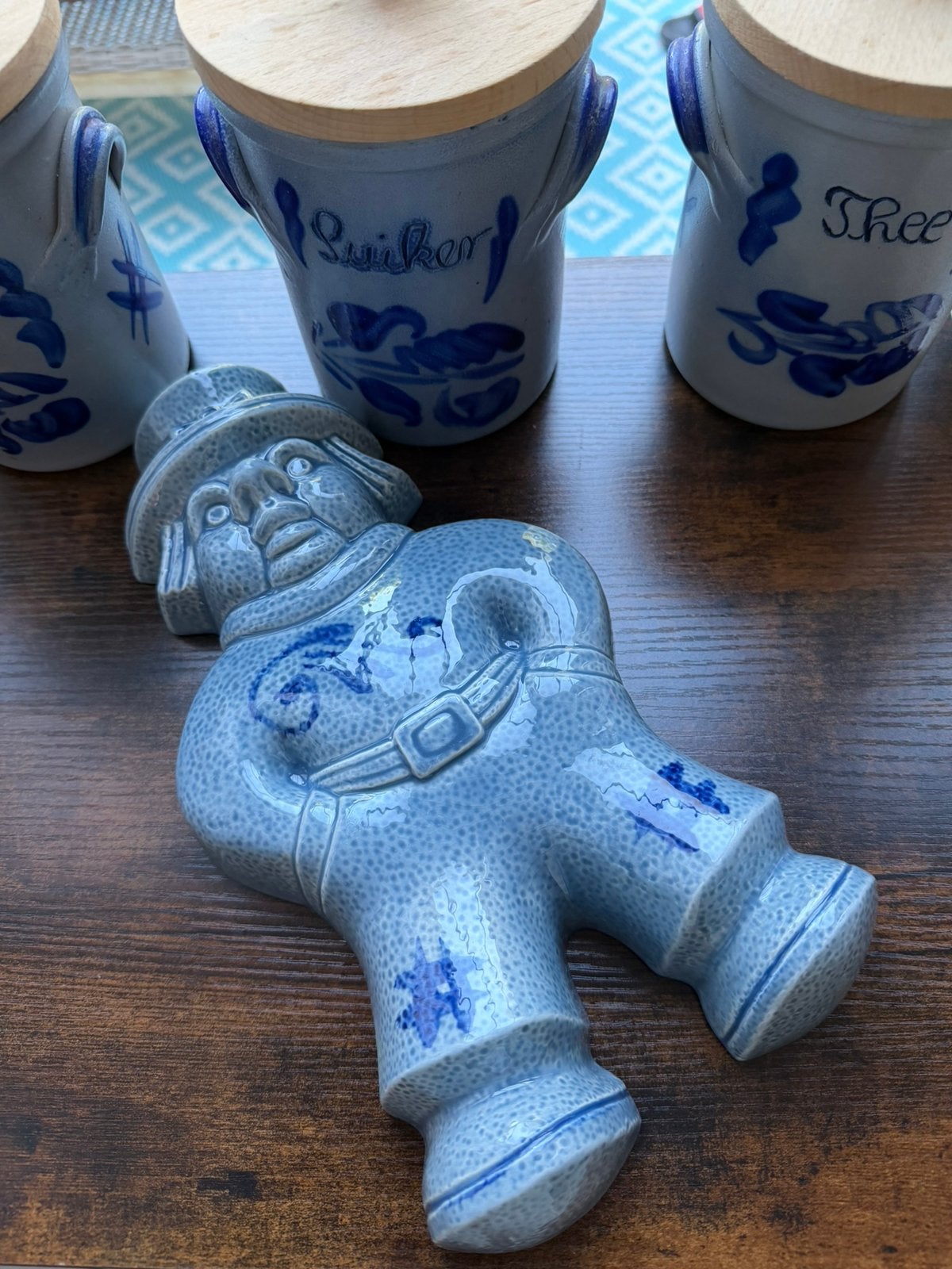Vintage keuls aardewerk puddingvorm mannetje met hoed, Ophalen of Verzenden
