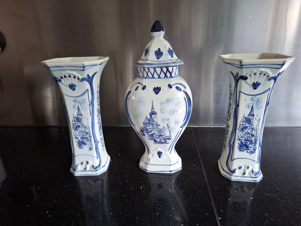 Prachtig 3-delig Delfts Blauw kaststel - Handgeschilderd, Antiek en Kunst, Ophalen of Verzenden