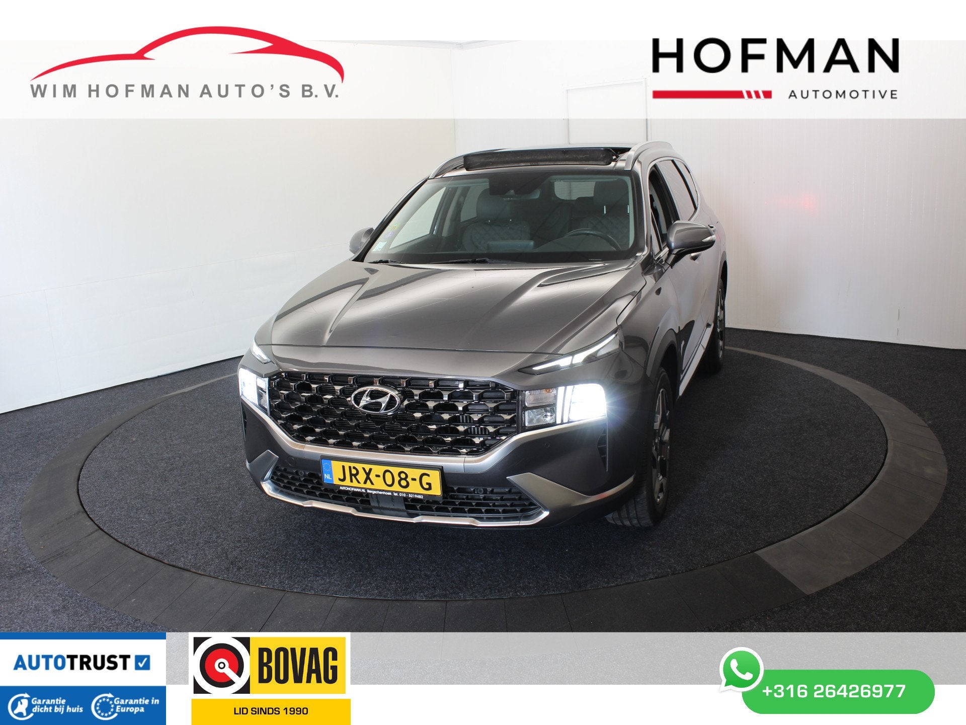 Hyundai Santa Fe 1.6 T-GDI PHEV 266Pk Premium Sky 7p. Pano C, Auto's, Santa Fe, Gebruikt, Zwart, 4 cilinders