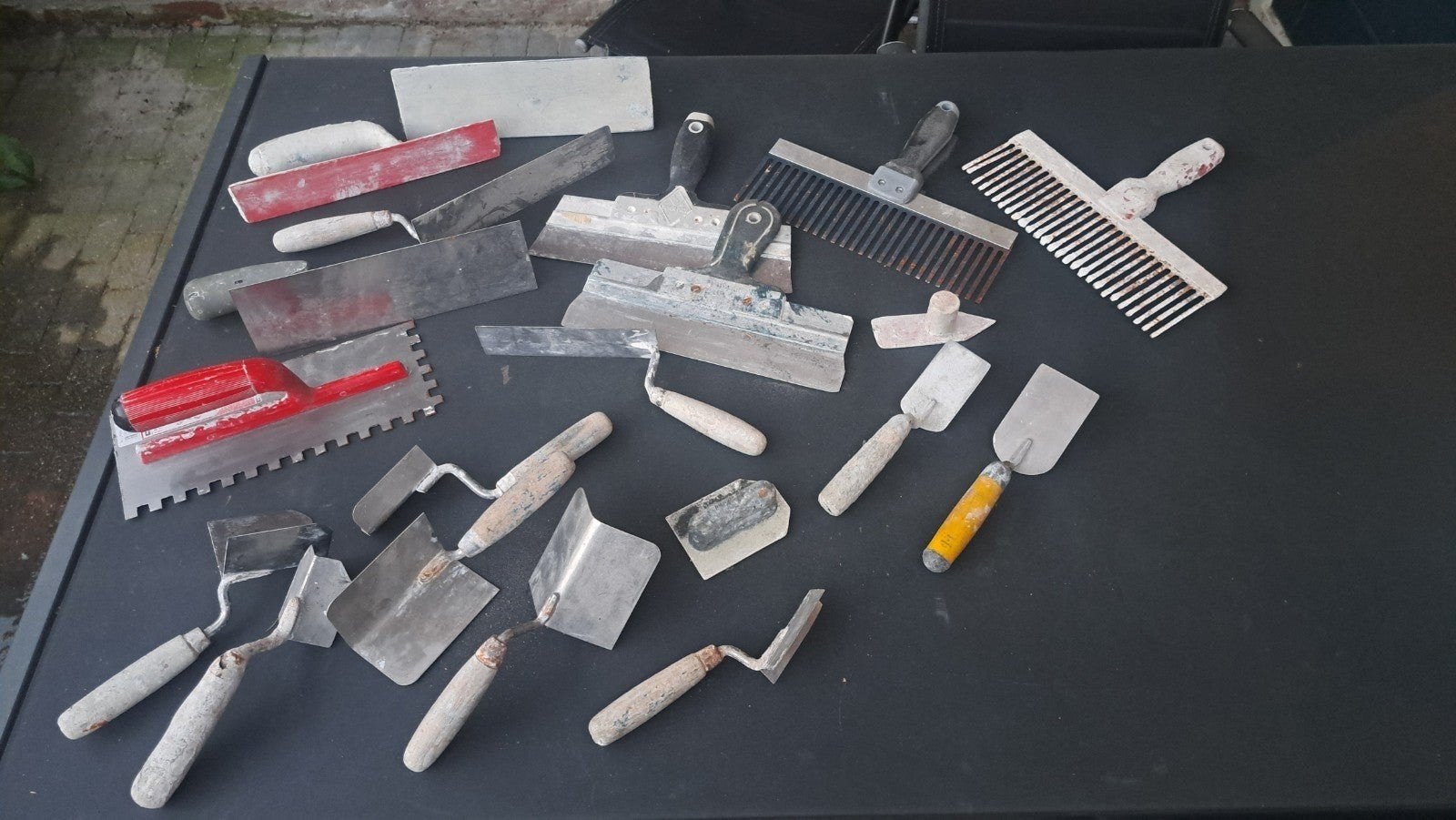 Stukadoor gereedschap set - spanen, spackmessen en meer, Doe-het-zelf en Verbouw, Ophalen of Verzenden, Gebruikt, Overige typen