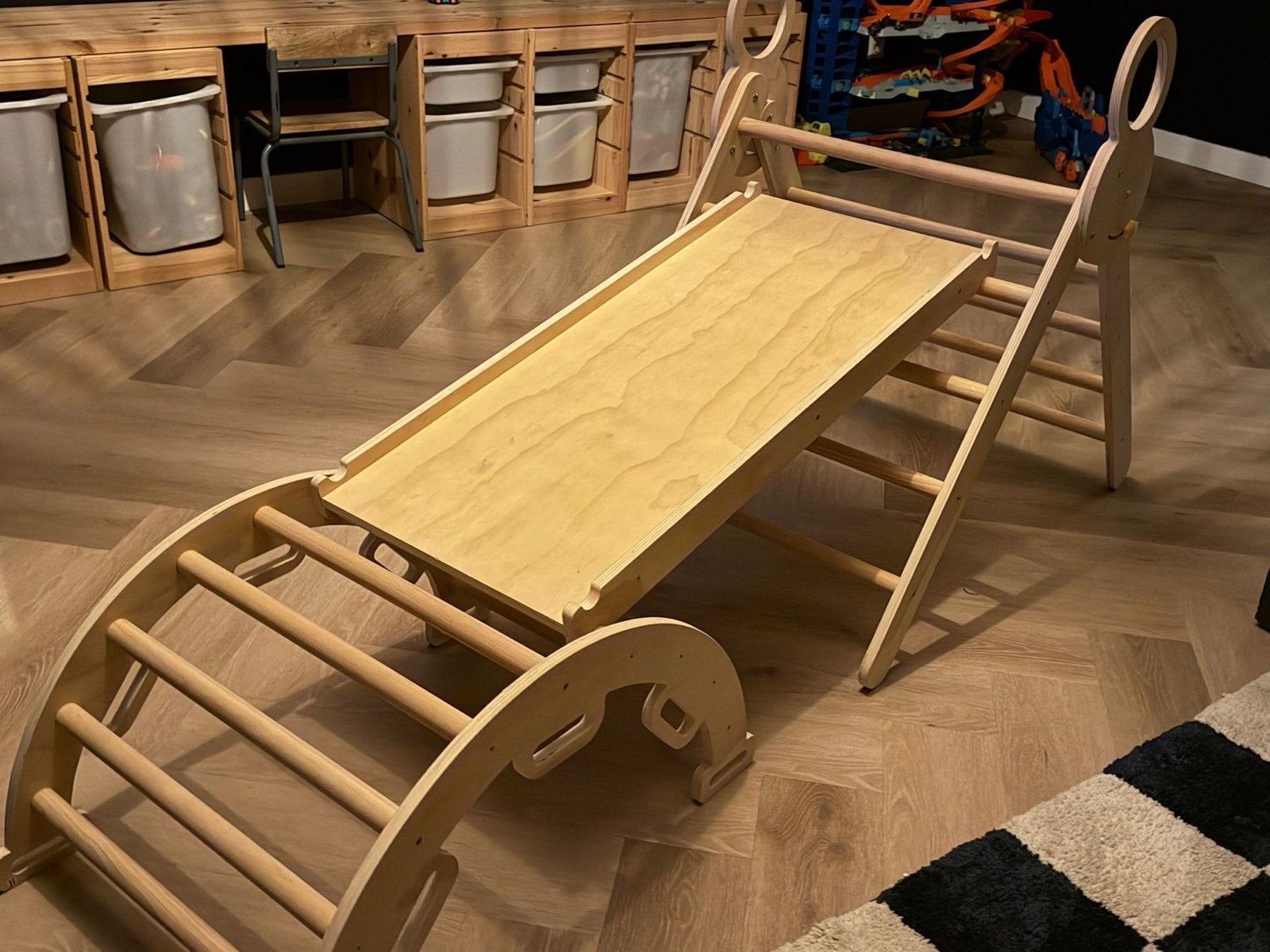 Houten Klimrek met Glijbaan en Klimboog, Kinderen en Baby's, Speelgoed | Buiten | Speeltoestellen, Ophalen, Zo goed als nieuw