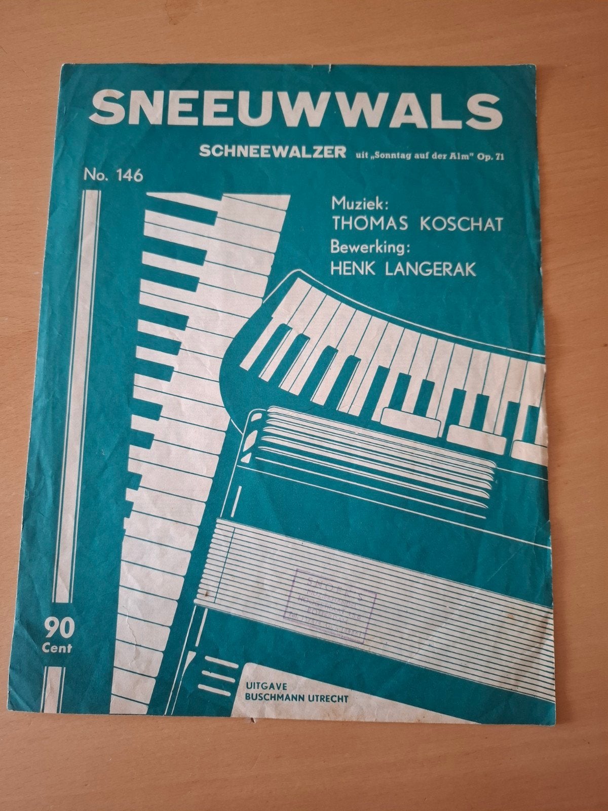 Bladmuziek Accordeon: Sneeuwwals - Henk Langerak (No. 146), Gebruikt, Overige genres, Overige soorten, Ophalen of Verzenden