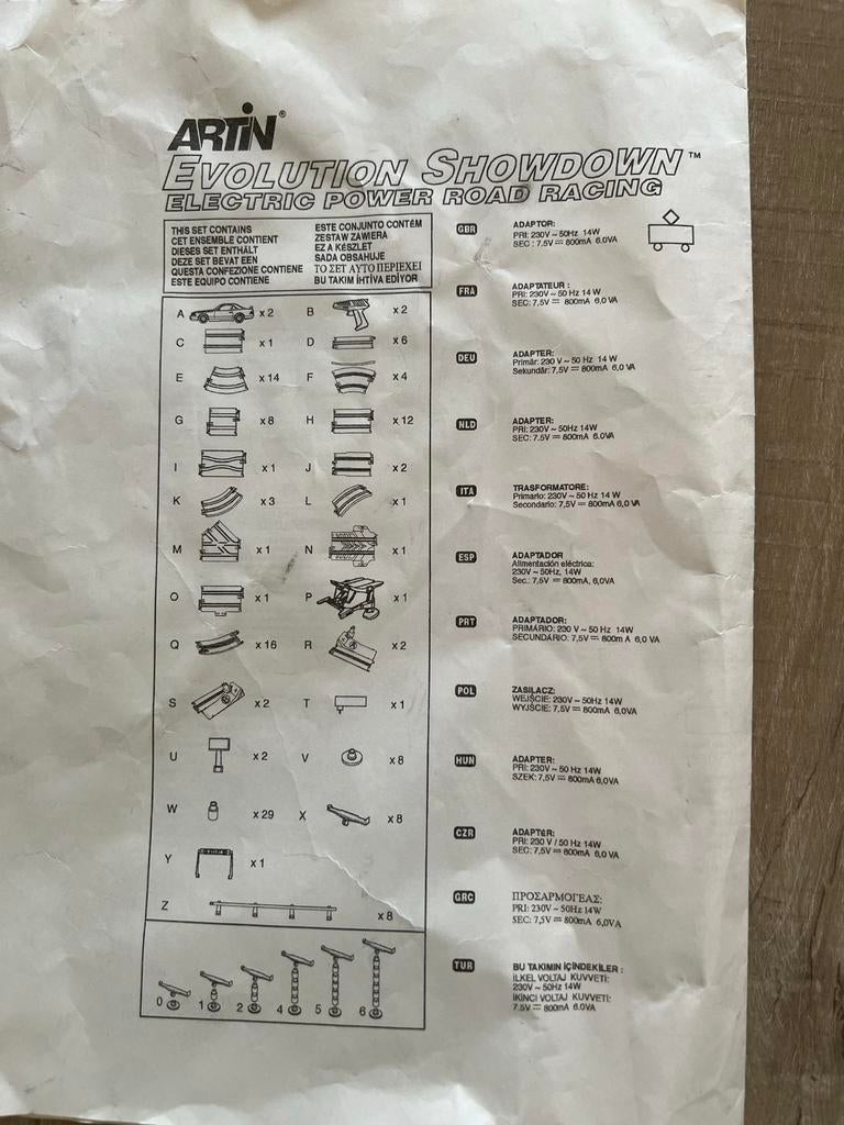 Artin Evolution Showdown racebaan, Zelf te bouwen, Elektrisch, Ophalen, Overige merken