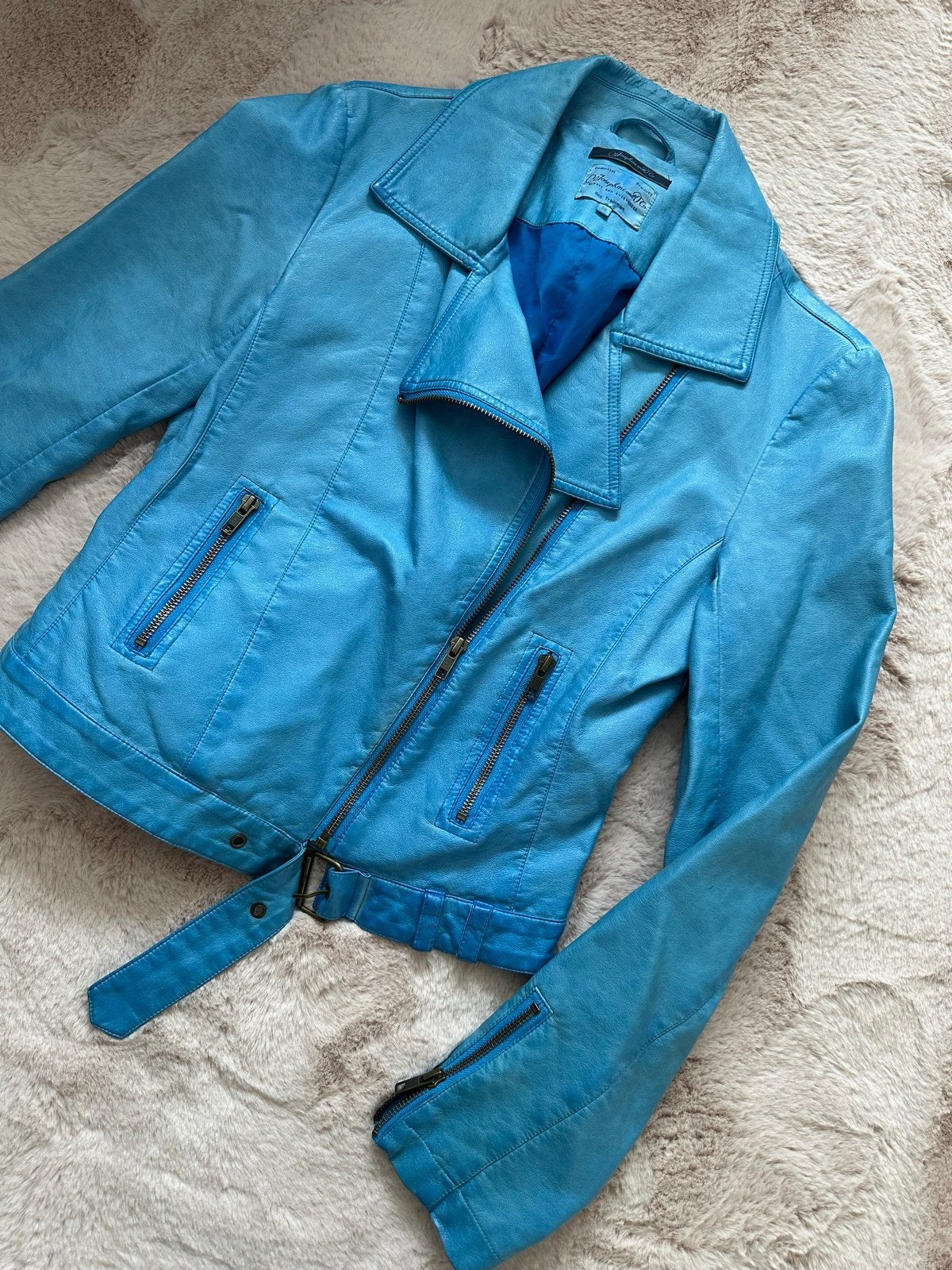 Josephine and Co biker jasje blauw maat 38 kunstleer, Ophalen of Verzenden, Zo goed als nieuw, Maat 38/40 (M), Blauw