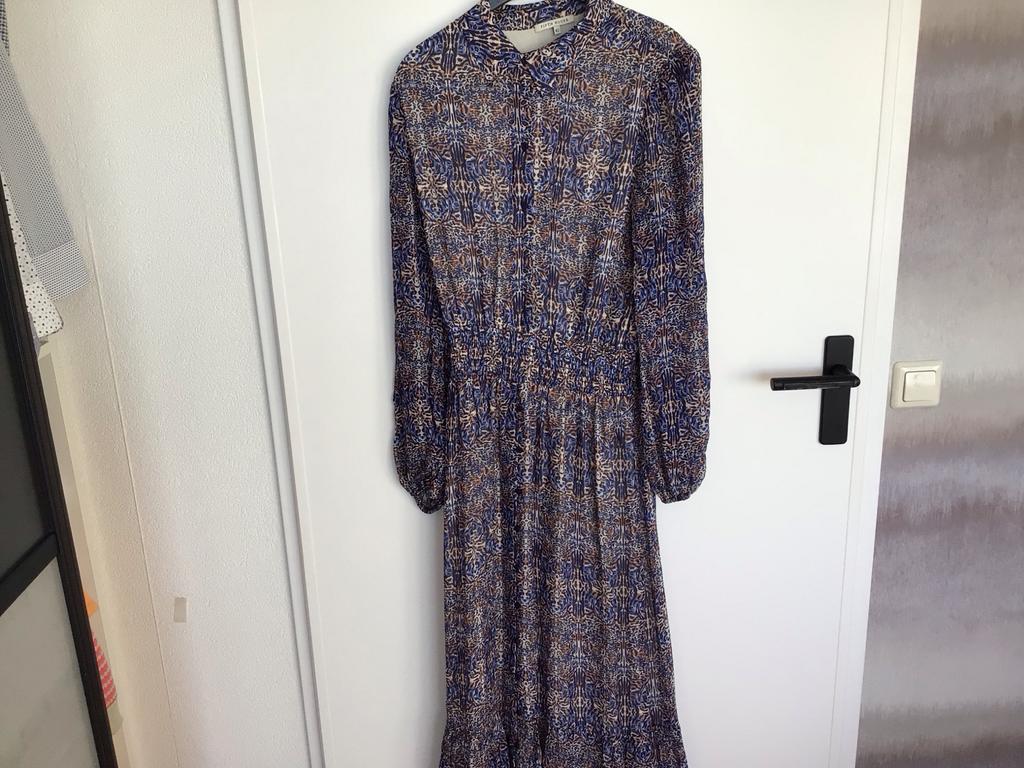 Maxi jurk met gesmokte taille en print van Fifth House,, Maat 38/40 (M), Blauw, Ophalen of Verzenden, Zo goed als nieuw