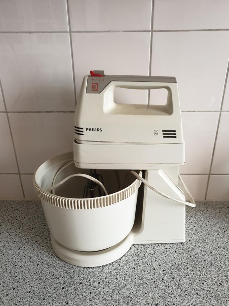 Philips Handmixer met Kom - Vintage Keukenmachine, 2 tot 3 liter, Ophalen, Gebruikt, 3 snelheden of meer