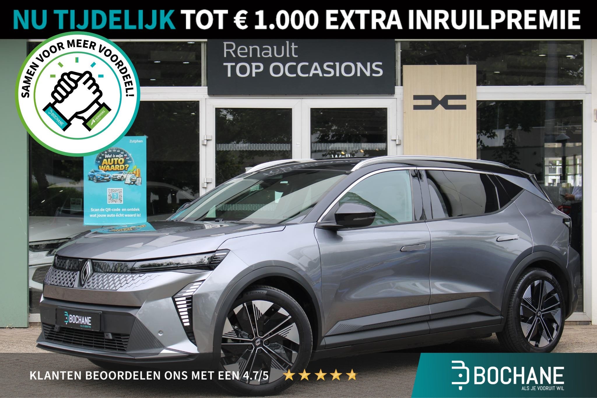 Renault Scenic E-Tech EV87 long range techno | Panoramadak |, Auto's, Gebruikt, Huisgarantie, Met garantie (alle), Leder en Stof