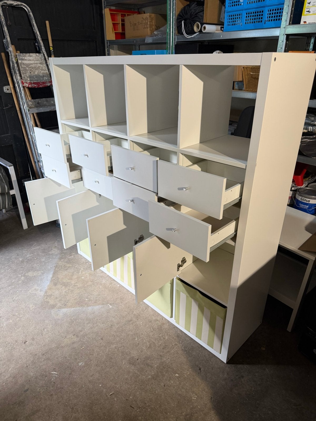 IKEA Kallax Kast met 16 vakken, inclusief lades en deurtjes, Ophalen, Gebruikt