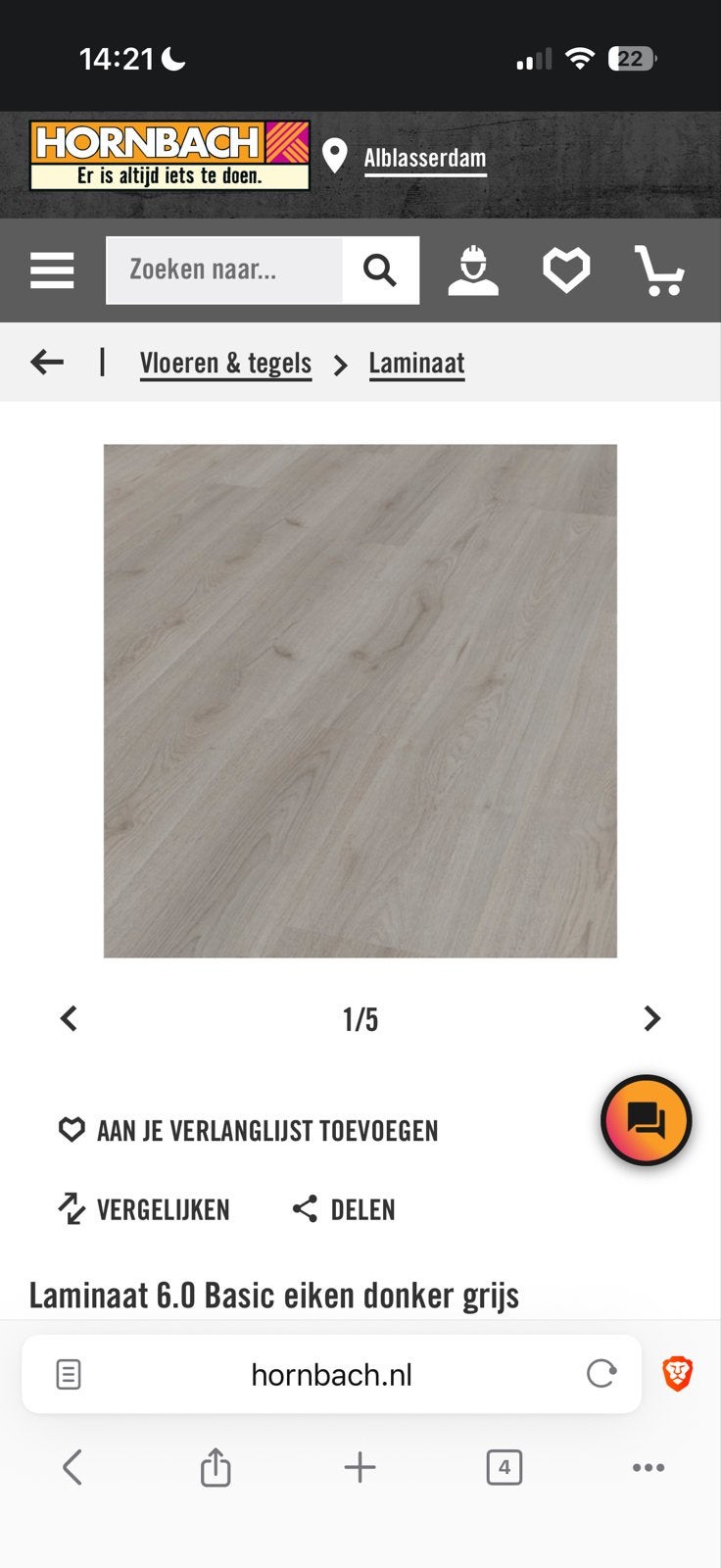 Hornbach laminaat 70 m2 met plinten, Ophalen, Gebruikt, 50 tot 150 cm, 10 m² of meer
