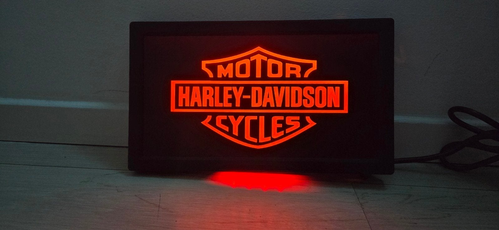Harley davidson lichtbak (je) motor reclame led mancave, Verzamelen, Ophalen of Verzenden, Zo goed als nieuw, Lichtbak of (neon) lamp