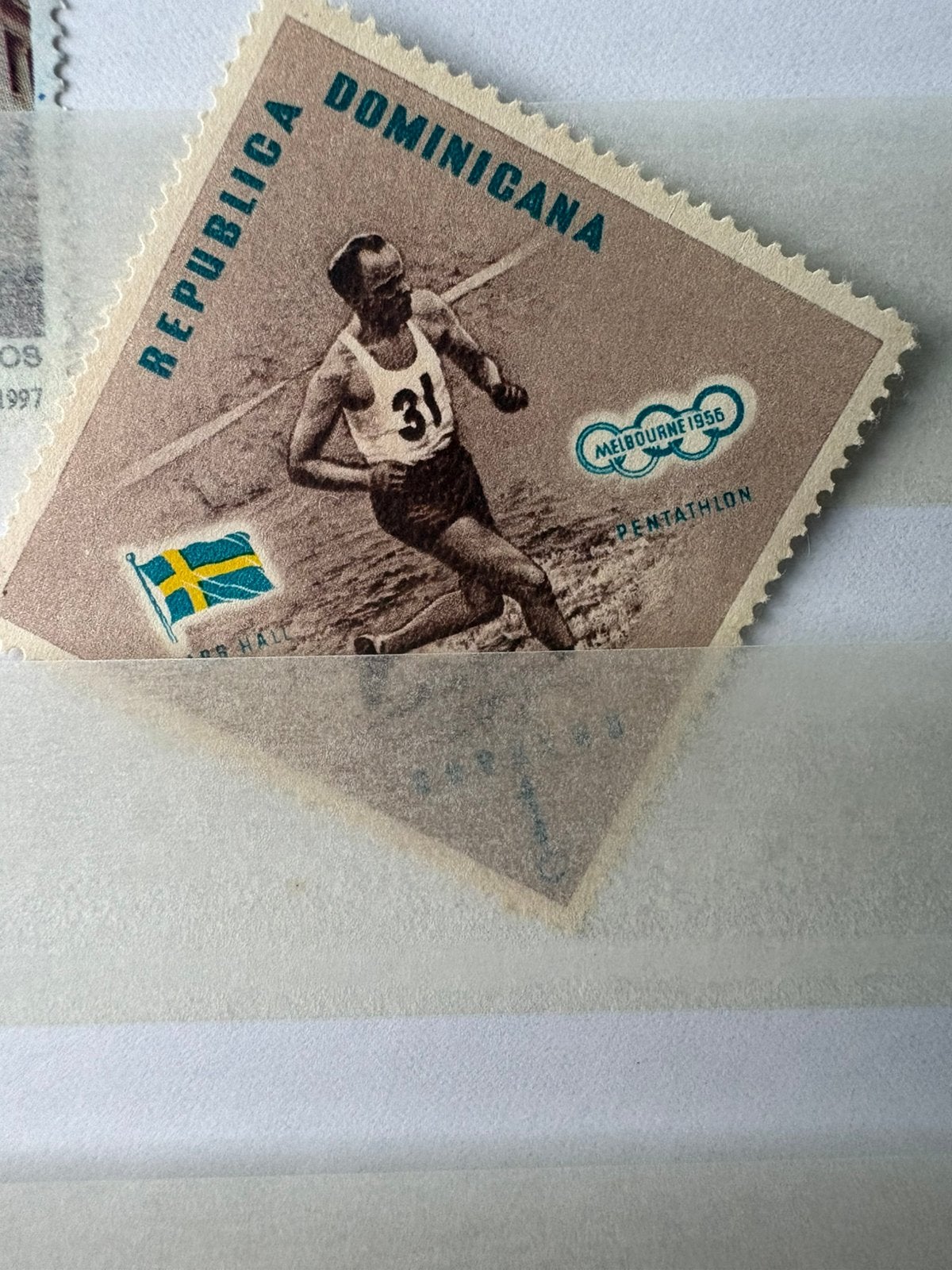 Dominicaanse Republiek Melbourne 1956 Pentathlon postzegel, Ophalen of Verzenden, Na 1940, Gestempeld