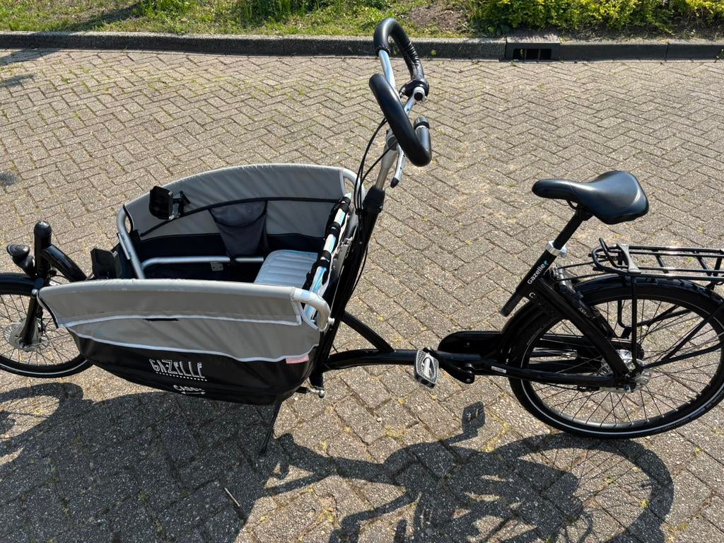 Gazelle cabby opvouwbare bakfiets met vlinderstuur, Ophalen, 3 kinderen, Opvouwbaar, Zo goed als nieuw