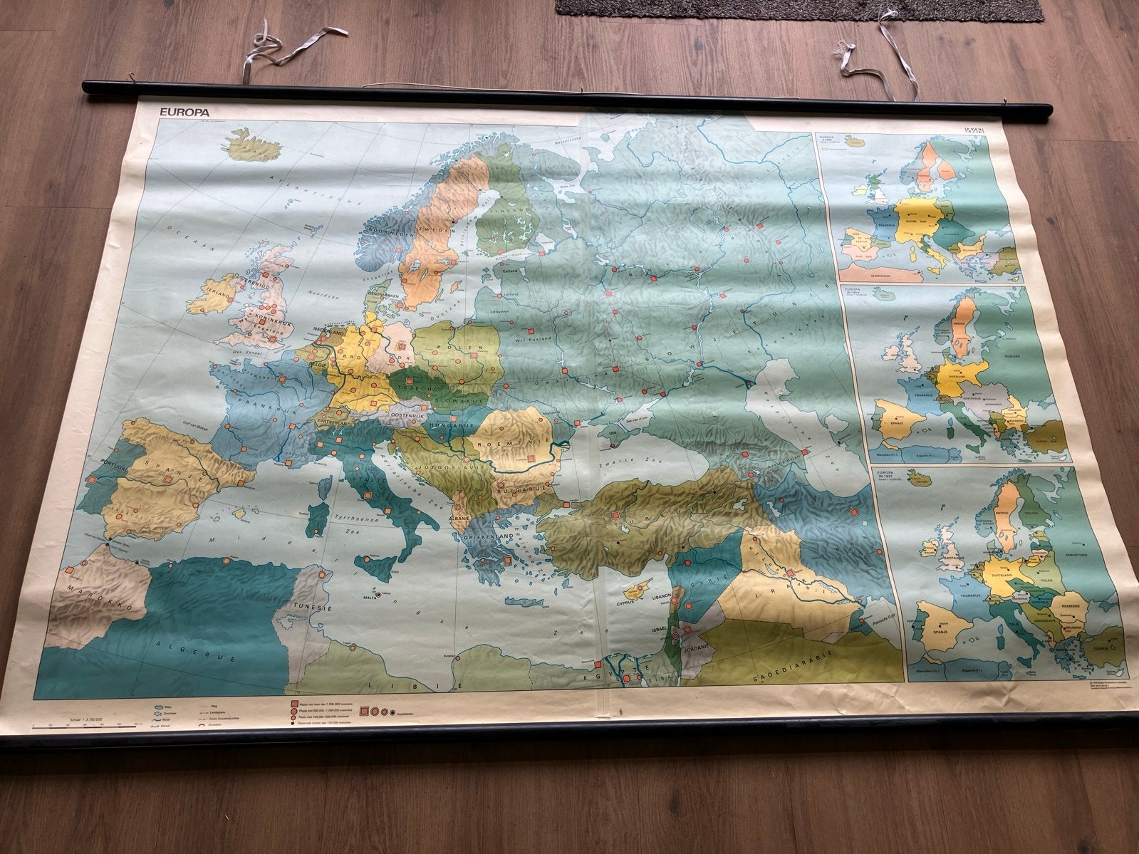 Vintage Wandkaart Europa 1978 - 1.40x2.20m, Boeken, Atlassen en Landkaarten, Europa Overig, Landkaart, 1800 tot 2000, Ophalen