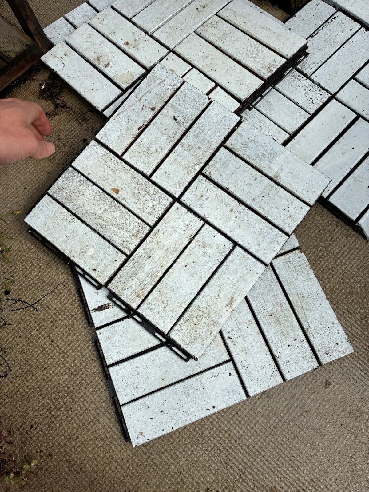 IKEA Runnen Wit Geschilderd Terrastegels (ca. 30 stuks), Tuin en Terras, Terrasdelen en Vlonders, Ophalen, Gebruikt, Hout