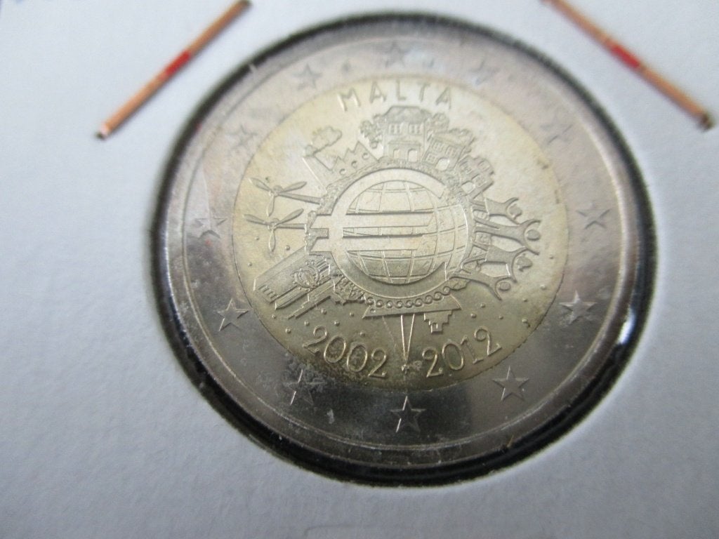 Malta 2 euro 10 jaar Euro 2012 unc, Ophalen of Verzenden, Malta, 2 euro, Losse munt