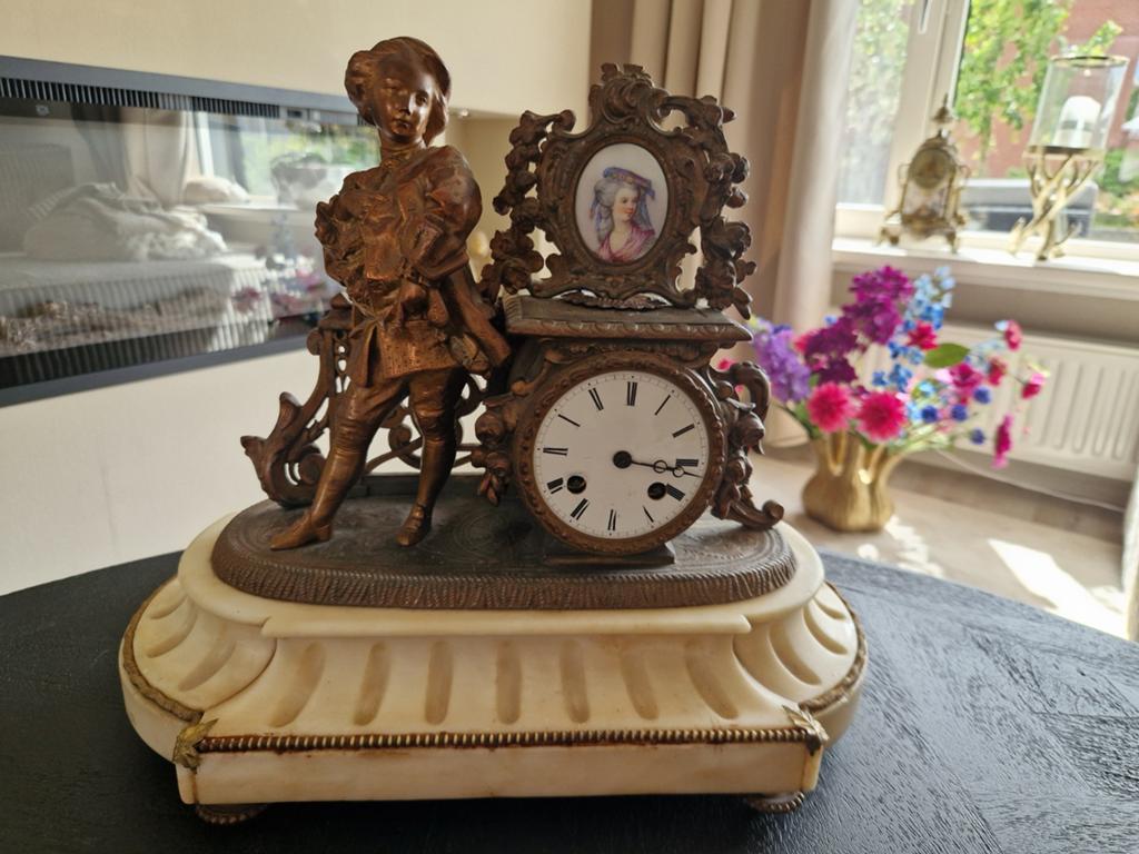 Antieke Franse pendule klok 19e eeuw, Antiek en Kunst, Antiek | Klokken, Ophalen of Verzenden
