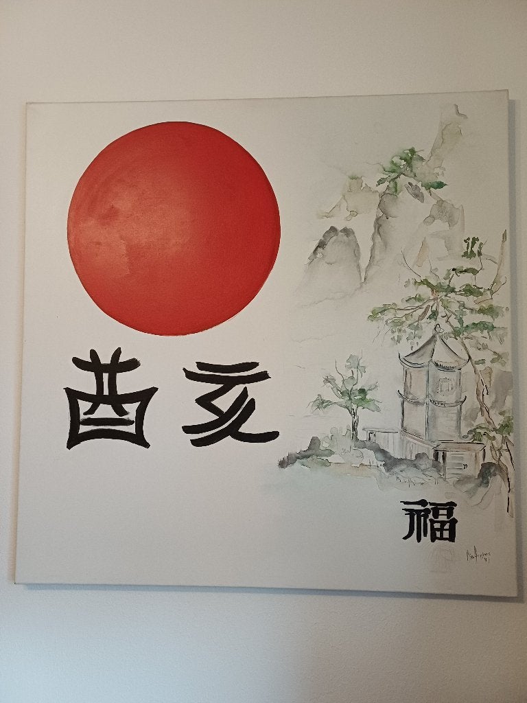 Chinees schilderij, Ophalen, Wit, Wanddecoratie, Geschilderd