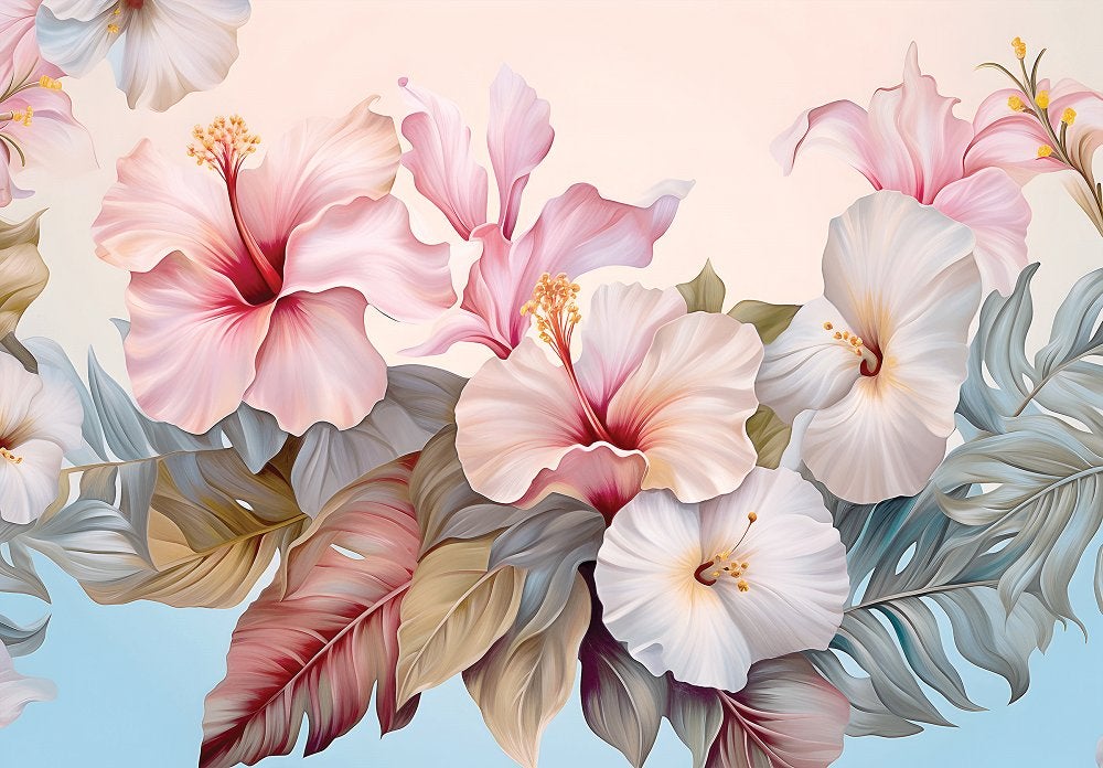 Hibiscus bloemen fotobehang, Chinese roos, Fotobehang4you, Verzenden, Fotobehang