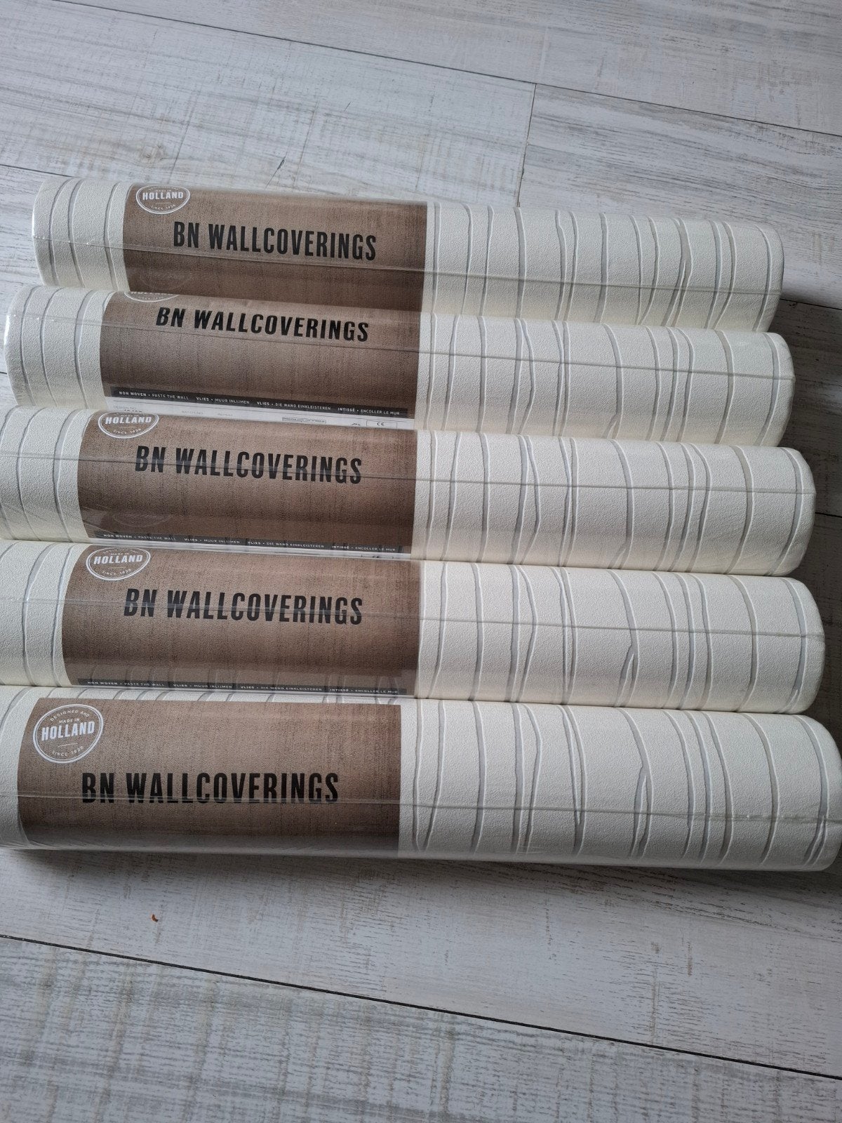 BN Wallcoverings Vliesbehang - 5 rollen, wit met structuur, Ophalen, Wit, BN, Structuur