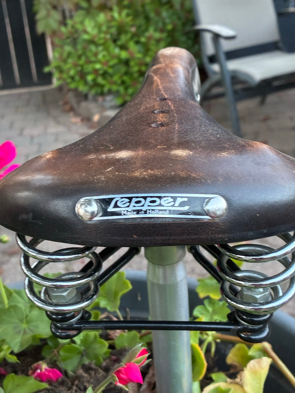 Lepper fietszadel met zadelpen - Zeer comfortabel, Gebruikt, Leer, Ophalen of Verzenden, Zadel