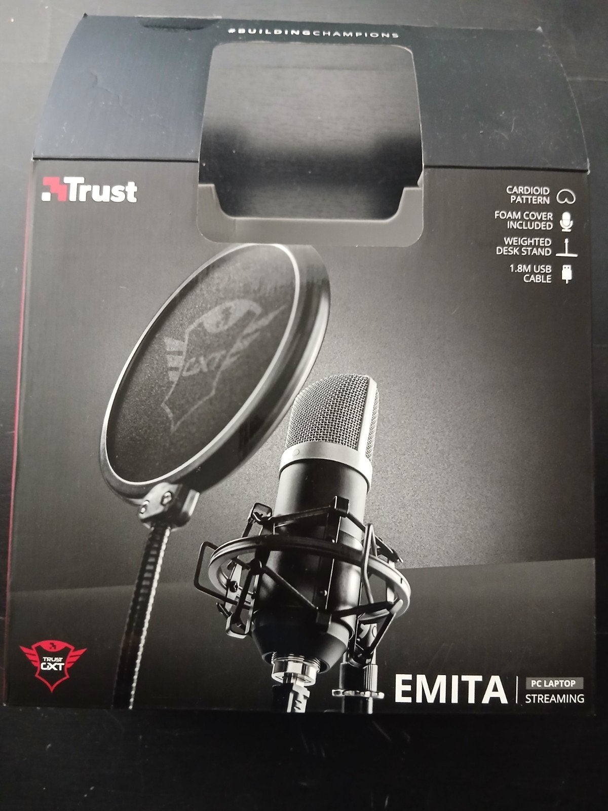 Trust GXT 252 Emita USB Studio Microfoon met Popfilter, Ophalen of Verzenden, Zo goed als nieuw, Studiomicrofoon