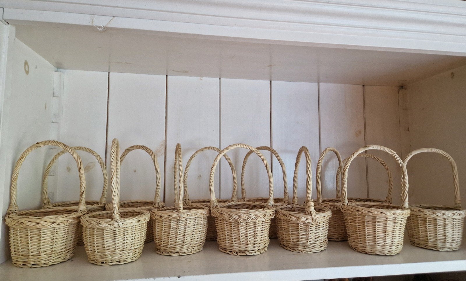 Rieten mandje voor bruiloft, strooimandje bruidsmeisje, Verzenden, Nieuw, Rond, Riet