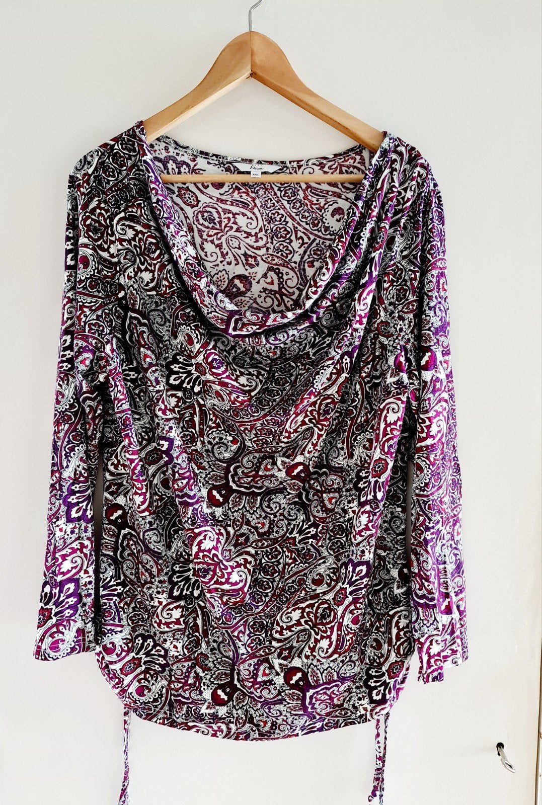 Shirt met 3/4 mouwen en waterval hals maat xxl, Paars, Maat 46/48 (XL) of groter, Ophalen of Verzenden, Zo goed als nieuw