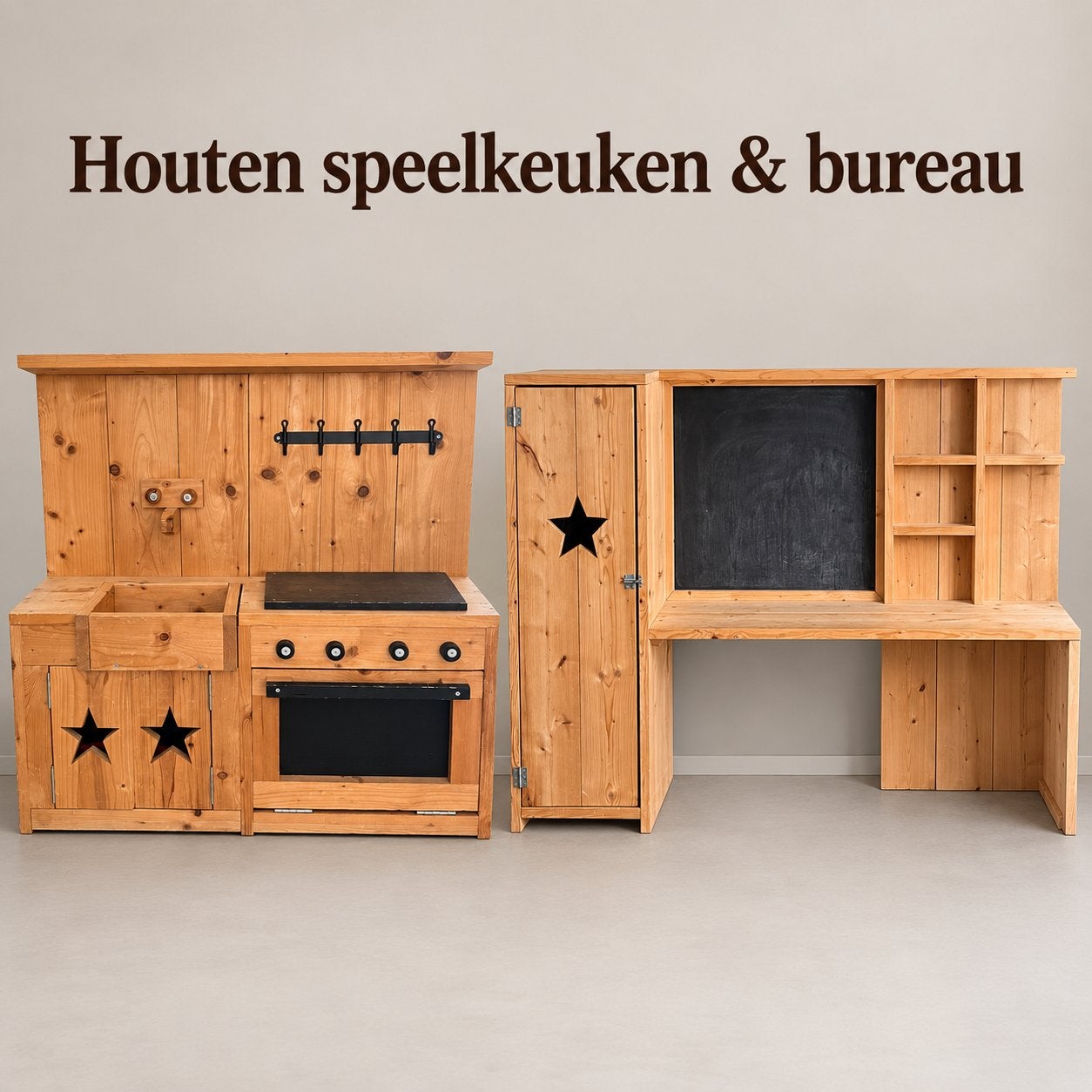 Houten speelkeuken en bureau met kast - Merk Jorg, Ophalen, Gebruikt, Knutselen