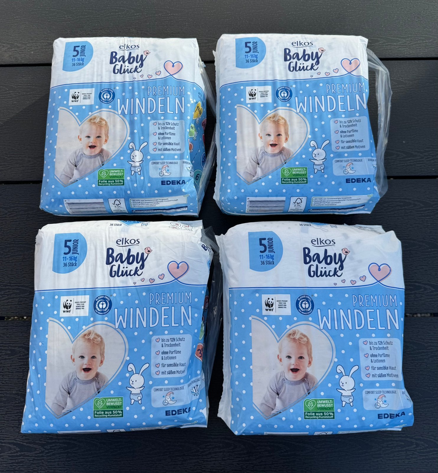4 pakken Elkos Baby Glück luiers maat 5, Verzenden, Nieuw, Overige typen