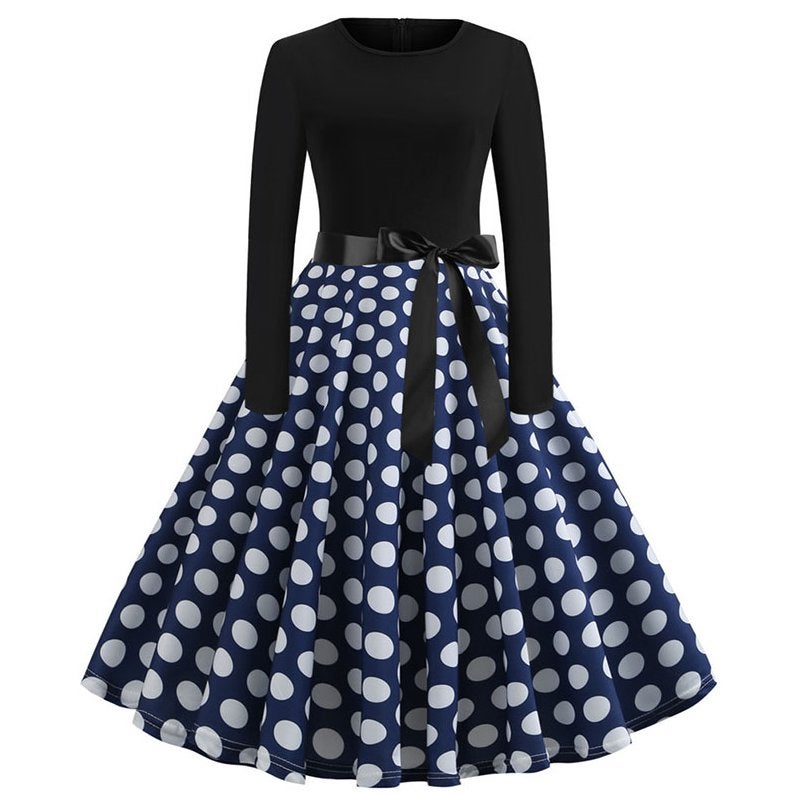 Blauw zwarte stippen jurk rockabilly retro dames jurkje, Kleding | Dames, Jurken, Verzenden, Nieuw, Meerkleurig, Knielengte
