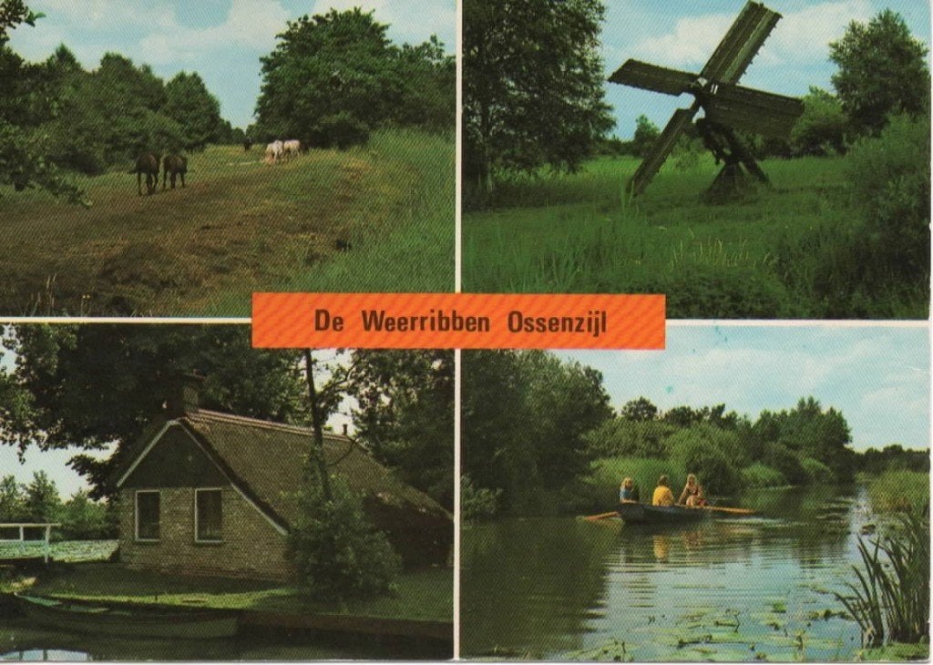 Ansichtkaart Weerribben, Ossenzijl, 4-luik, poldermolen, Ophalen of Verzenden, 1980 tot heden, Gelopen, Overijssel